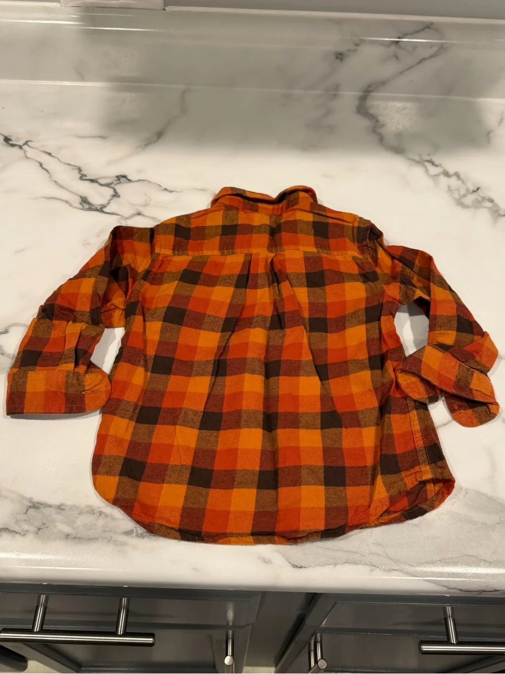 Toddler Boys Gymboree Orange & Brown Plaid Flannel Button-Up Shirt